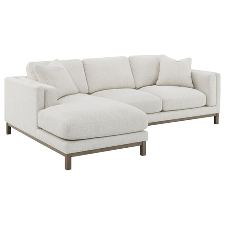 Geneva Boucle Upholstered Sectional Chaise Sofa sand main angled view