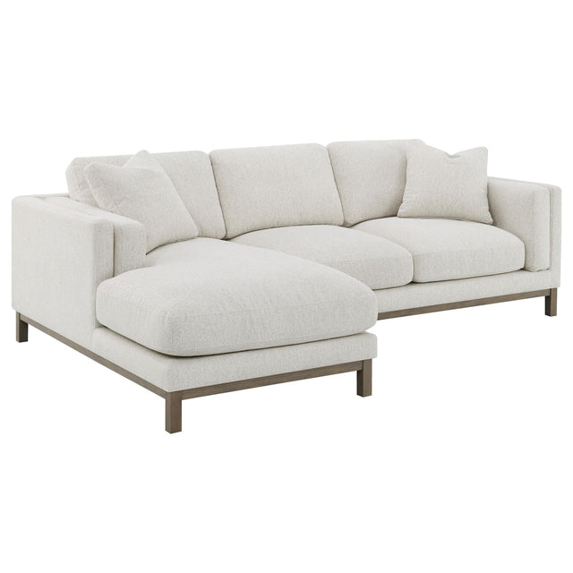 Geneva Boucle Upholstered Sectional Chaise Sofa sand main angled view