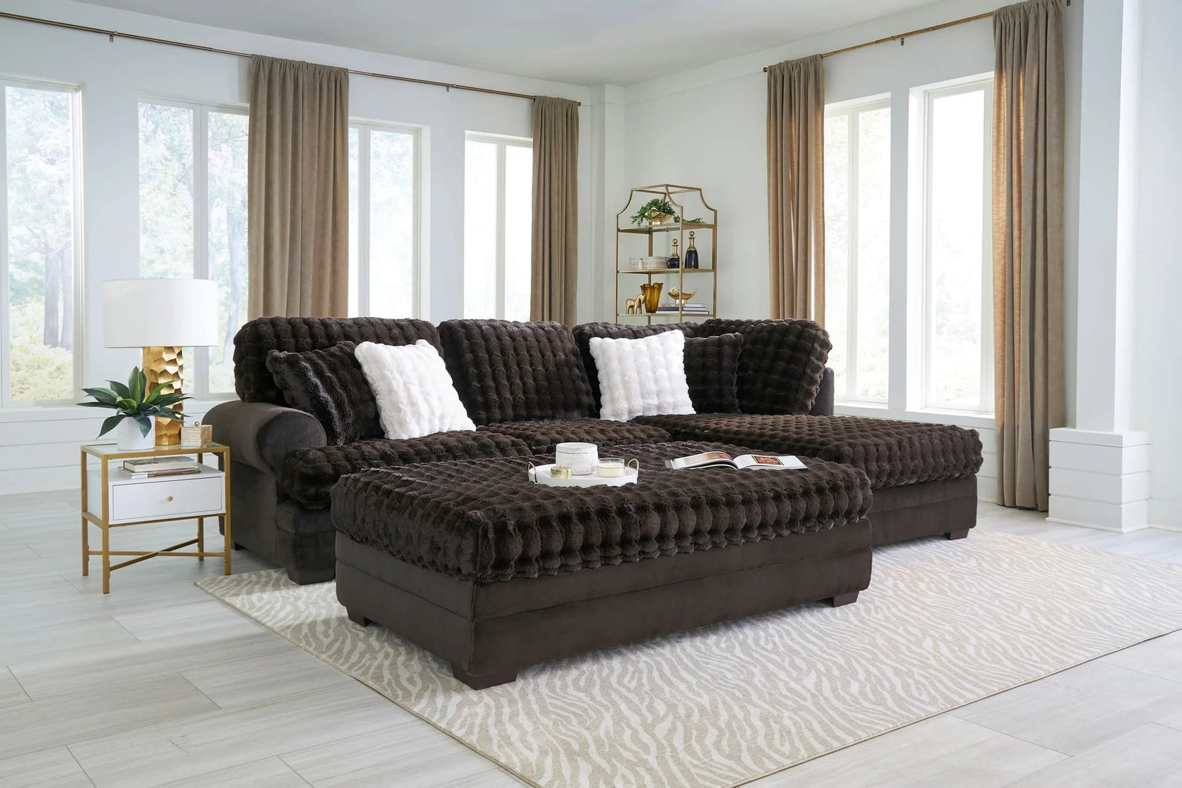 Kama Espresso Sectional sofa frontal view in espresso finish