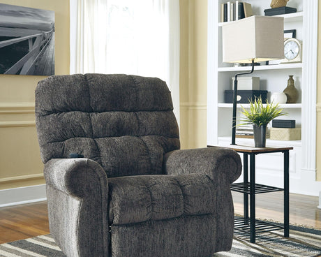Shianne Black Floor Lamp front view with white fabric shade