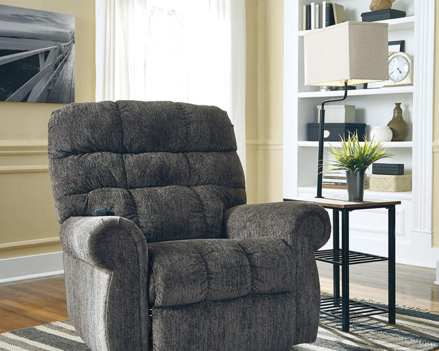 Shianne Black Floor Lamp front view with white fabric shade