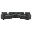 Collins 7-piece modular power reclining sectional dark grey, front angle