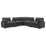 Collins 7-piece modular power reclining sectional dark grey, front angle