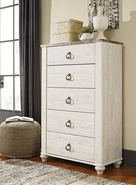 Willowton Two-Tone Chest of Drawers front view with drawers closed