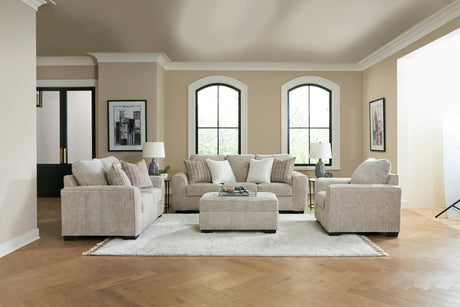 Juan Taupe fabric sofa and loveseat set main view