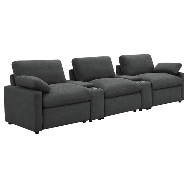 Collins 5-piece power reclining home theater seating front angle