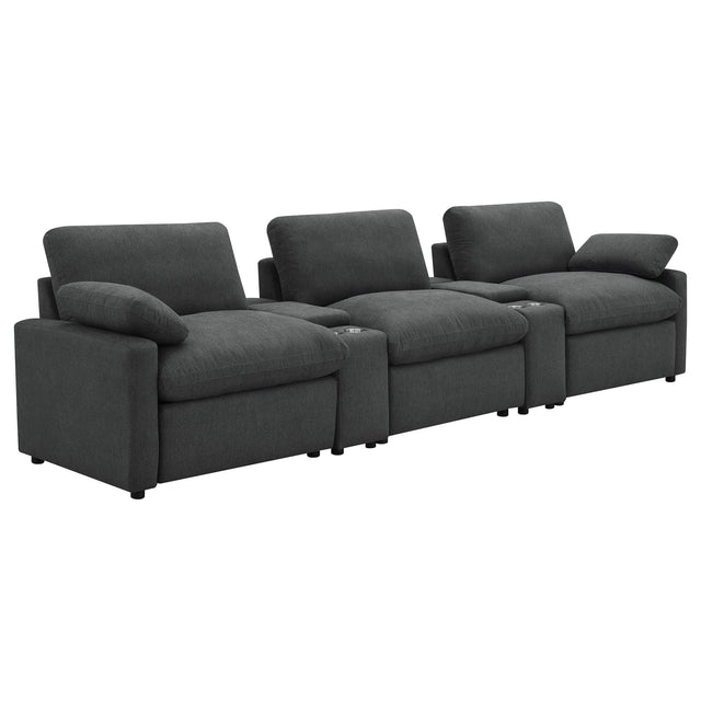 Collins 5-piece power reclining home theater seating front angle