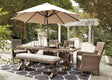 Beachcroft Beige Outdoor Dining Table from front angle