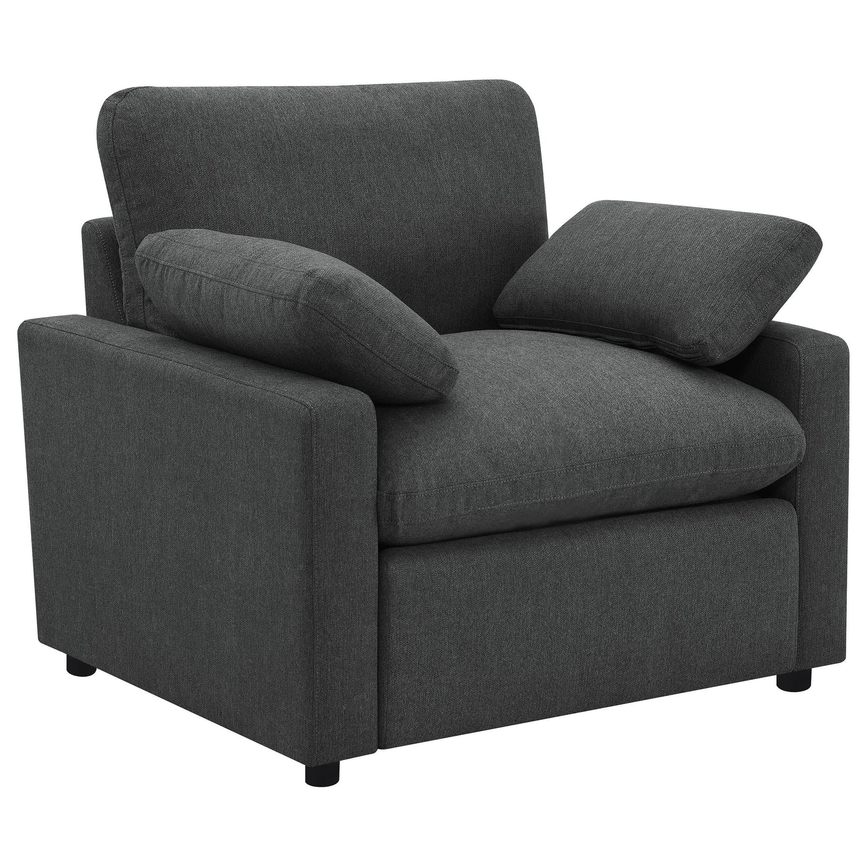 Collins Dark Grey Upholstered Power Recliner Chair, front view