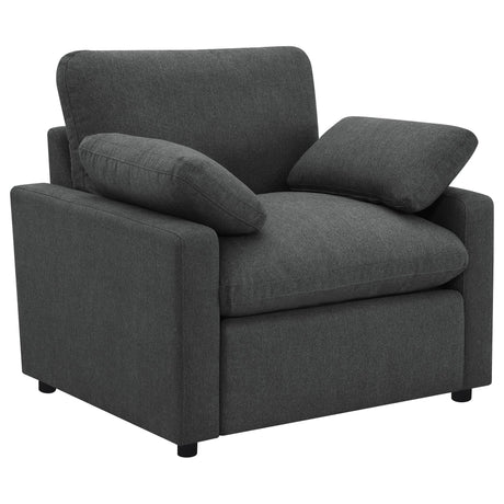 Collins Dark Grey Upholstered Power Recliner Chair, front view
