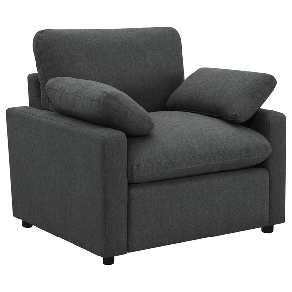 Collins Dark Grey Upholstered Power Recliner Chair, front view