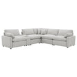 Collins 6-piece modular power reclining sectional in grey fabric, front view
