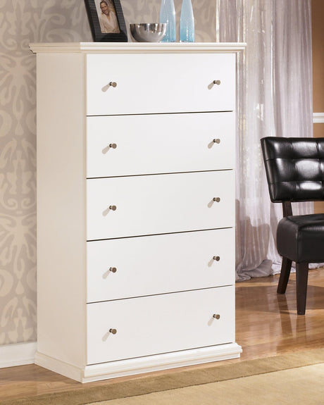 Bostwick Shoals white chest of drawers frontal view