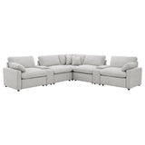 Collins 7-piece grey modular power reclining sectional sofa front view