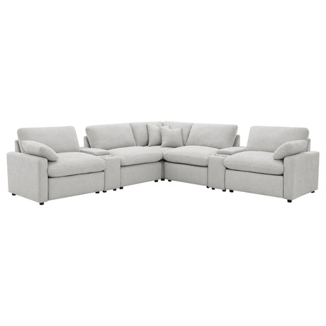 Collins 7-piece grey modular power reclining sectional sofa front view