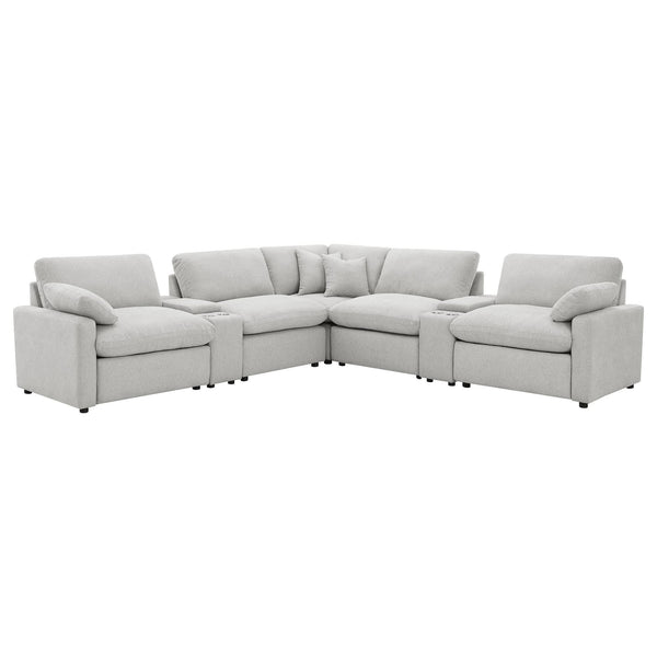 Collins 7-piece grey modular power reclining sectional sofa front view