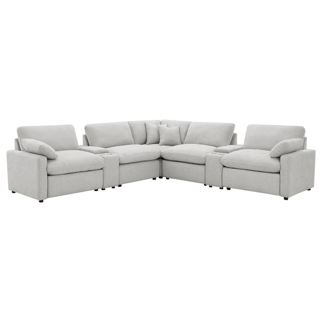 Collins 7-piece grey modular power reclining sectional sofa front view