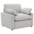 Collins grey upholstered power recliner chair front view