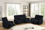 Nina Black Fabric 3-Piece Power Reclining Set front view