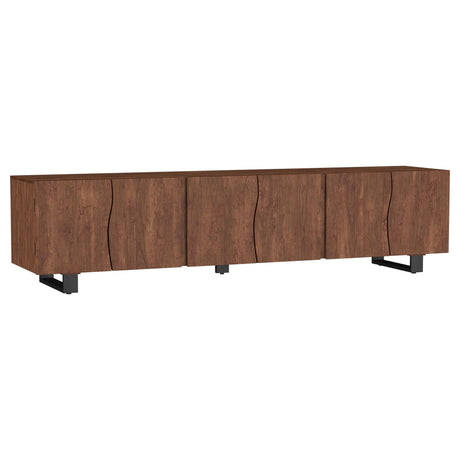 Trask 86-inch mango wood TV stand front view
