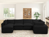 Front view of Xlcloud Black 5-piece sectional sofa with ottoman