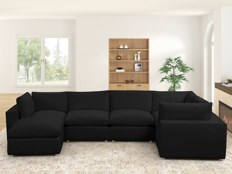 Front view of Xlcloud Black 5-piece sectional sofa with ottoman