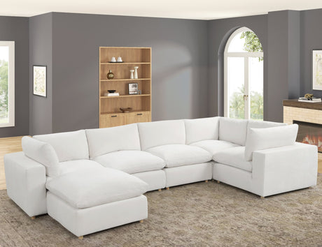 Main view of Xlcloud Beige 5-piece sectional sofa with ottoman