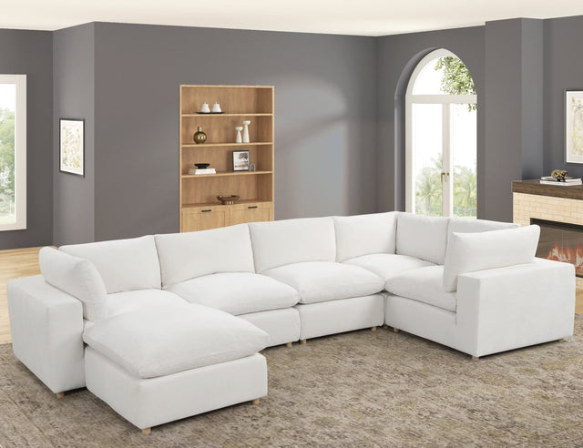 Main view of Xlcloud Beige 5-piece sectional sofa with ottoman