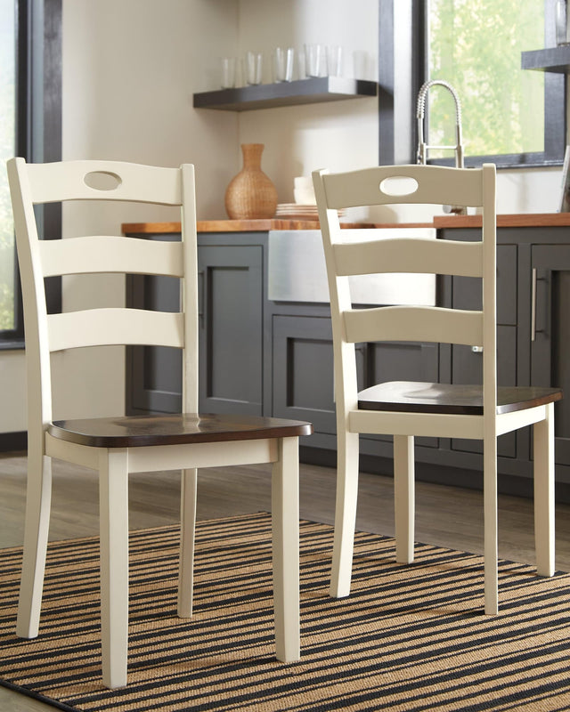 Woodanville cream and brown dining chair front angle