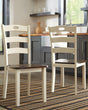 Woodanville cream and brown dining chair front angle