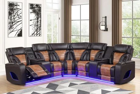 Ibiza Brown Power Reclining Sectional Sofa front angle
