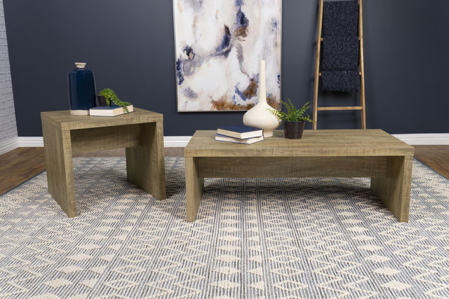 Lynette mango 2-piece table set with coffee table and end table front view
