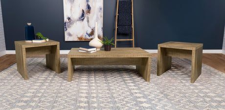 Lynette 3-piece rectangular coffee and end table set mango, front view