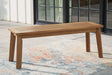 Janiyah Light Brown Outdoor Dining Bench front view