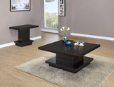 Reston coffee table square shape cappuccino finish top view