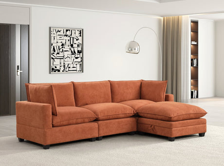 Cloud Orange Modular Fabric Sectional Sofa main view front angle