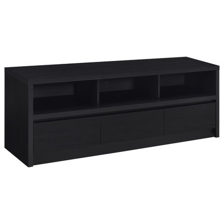 Rutland 59-inch black 3-drawer TV stand front view
