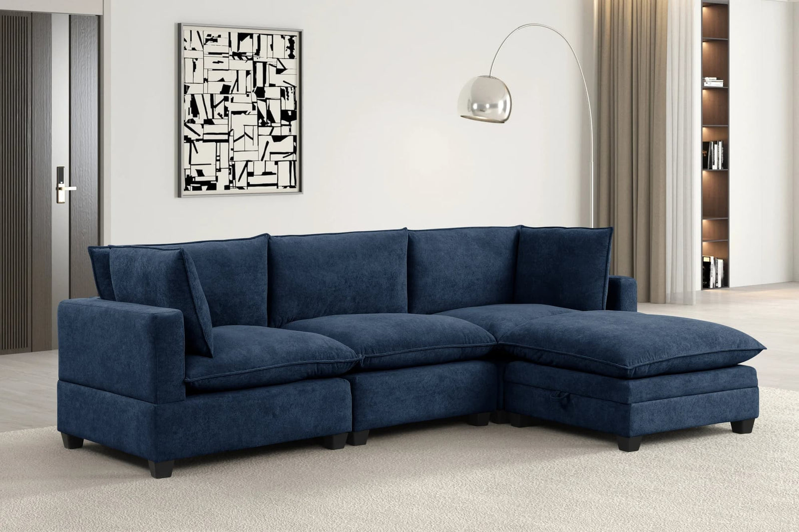 Cloud Navy Modular Fabric Sectional Sofa front view