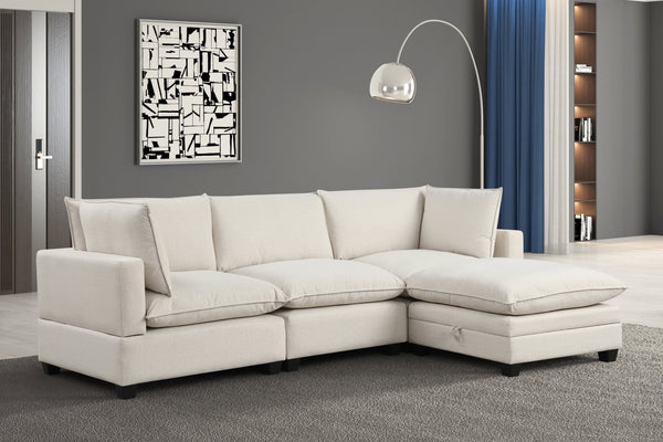 Cloud Beige Fabric Modular Sectional sofa main front view