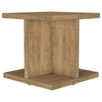 Cortona mango finish engineered wood square side table front angle