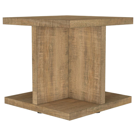 Cortona mango finish engineered wood square side table front angle