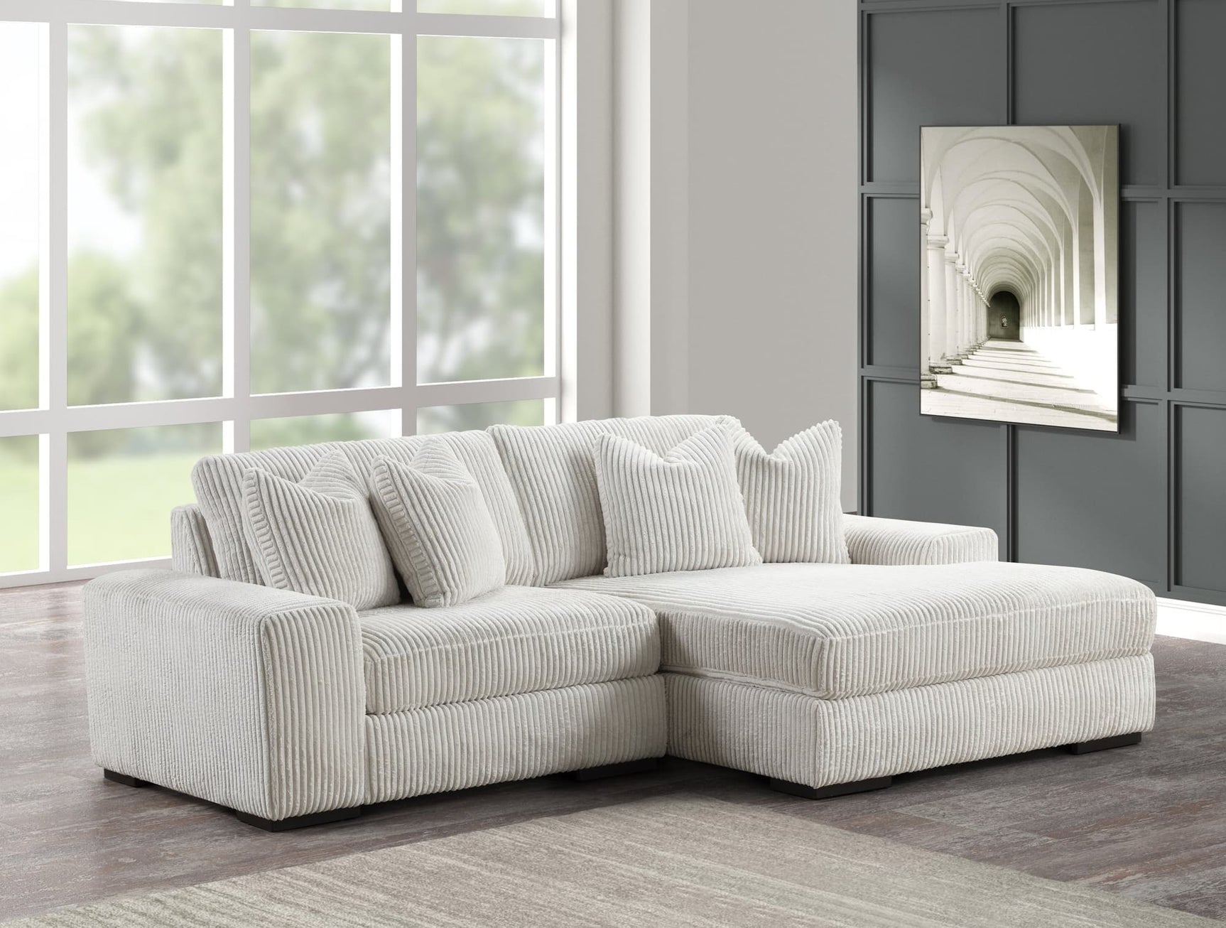 Sunday Beige 3-piece sectional sofa front angle