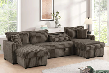 July Mocha Double Storage Chaise Sectional front view
