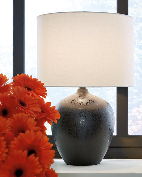 Ladstow Black Ceramic Table Lamp on side table