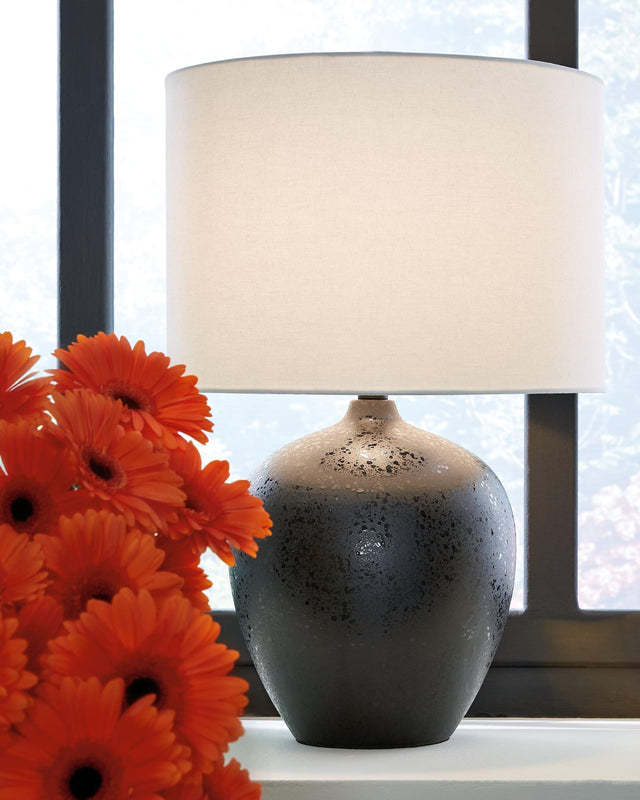 Ladstow Black Ceramic Table Lamp on side table
