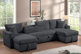 July Charcoal Double Storage Chaise Sectional sofa main front view