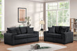 Main view of Hime Black 2-Piece Living Room Set featuring black cord fabric sofa and loveseat