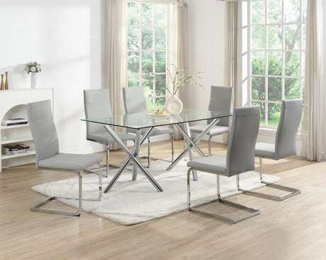 Dani gray glass dining table with 6 chairs, main view