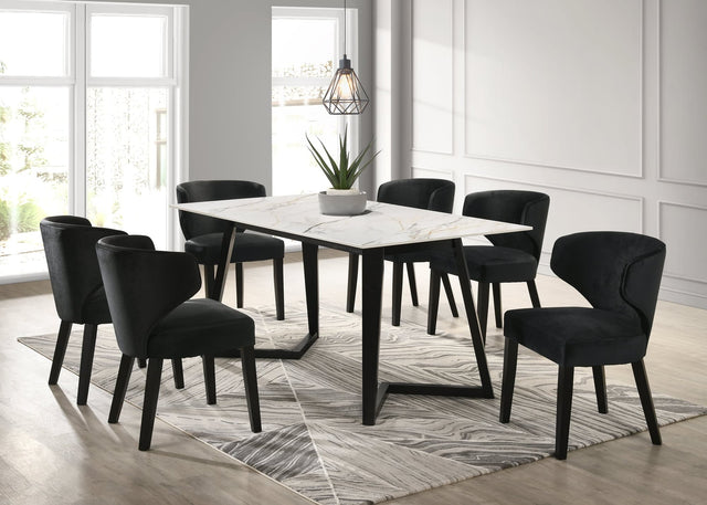 Hamilton Black Dining Table with Ceramic Top angled view