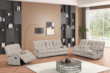 Martina Gray Fabric 3-Piece Reclining Set front view